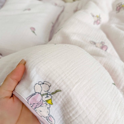 Kinder-Musselin-Steppbett-Set mit niedlichem Bären-Print