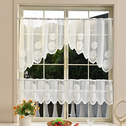 Florale Spitzen gestufte Fenstervorhänge