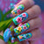Kunstnagelset mit Blütenmotiv und Glanzfinish Brehn