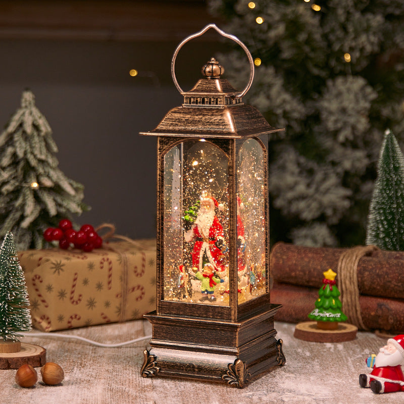 Beleuchtete Weihnachtslaterne mit Schnee- und Weihnachtsmotiv Brehn