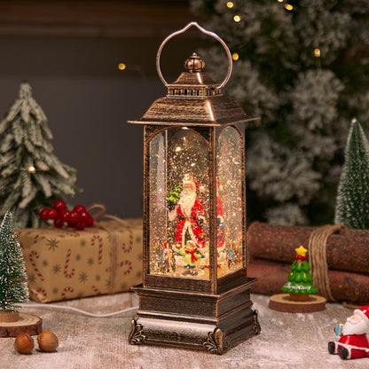 Beleuchtete Weihnachtslaterne mit Schnee- und Weihnachtsmotiv Brehn