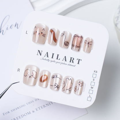 Süßes Künstlerisches Press-On Nagelset Brehn