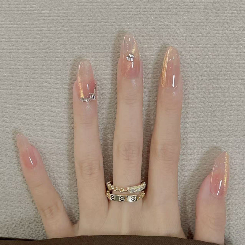 Glatte Lange Stiletto Press-On Nägel mit Strassakzenten Brehn