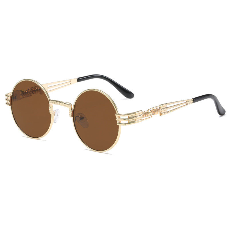 Damen Retro-Inspirierte runde Sonnenbrille mit einzigartigem Metallrahmen Brehn