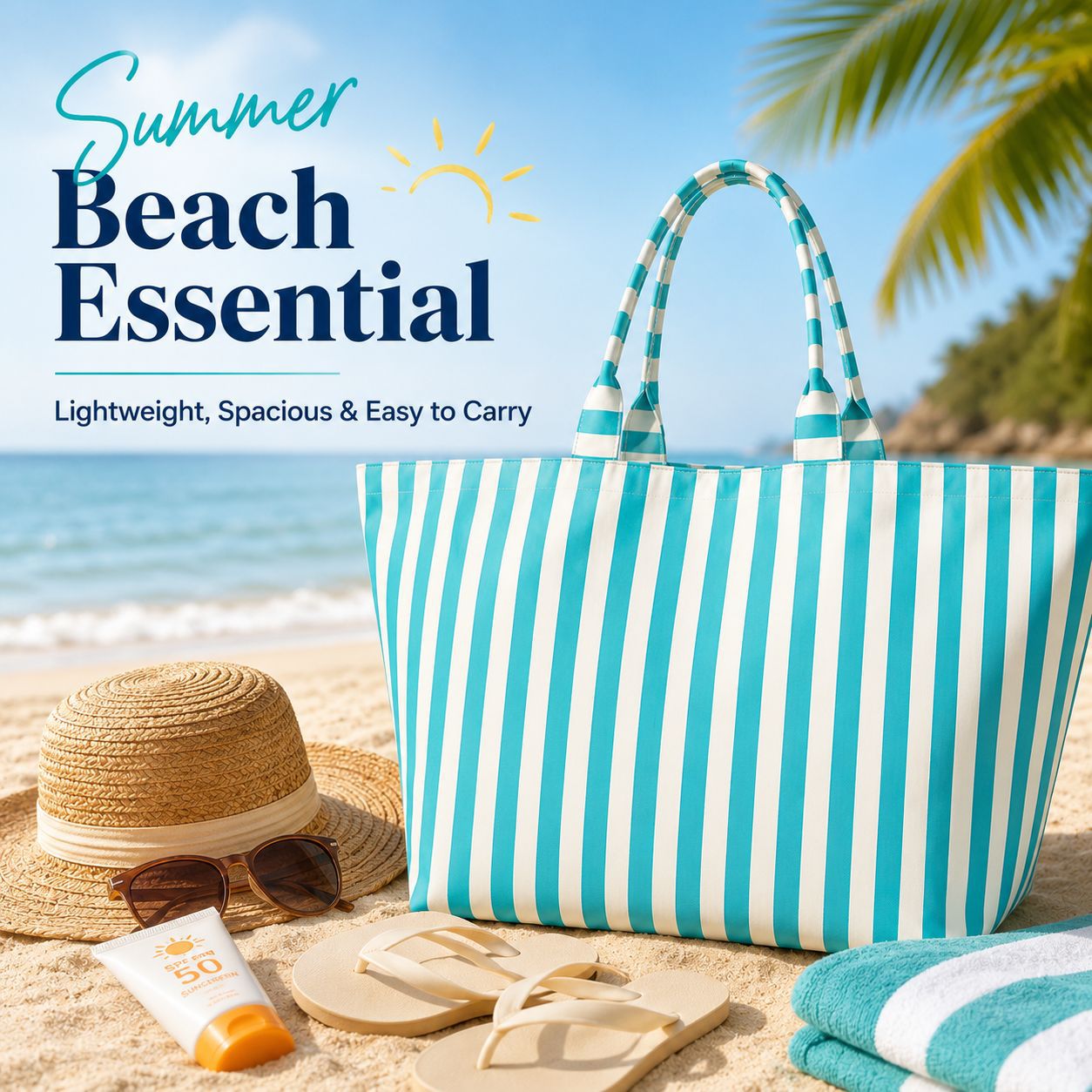 Strandtasche mit Breiten, Wasserabweisenden Streifen Brehn