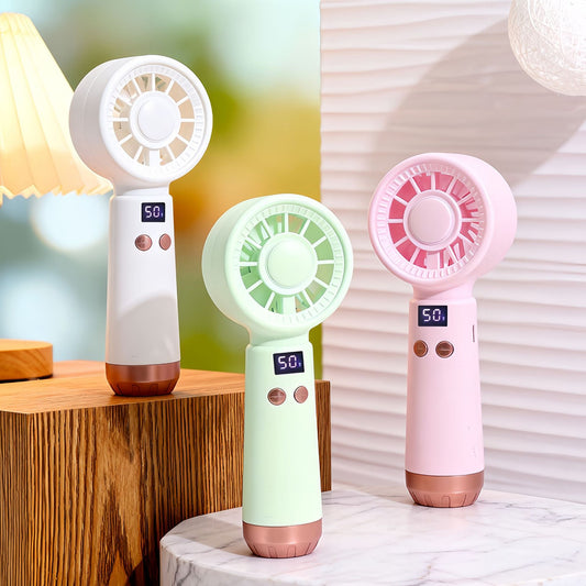 Damen Tragbarer USB Handventilator mit Temperaturanzeige Brehn