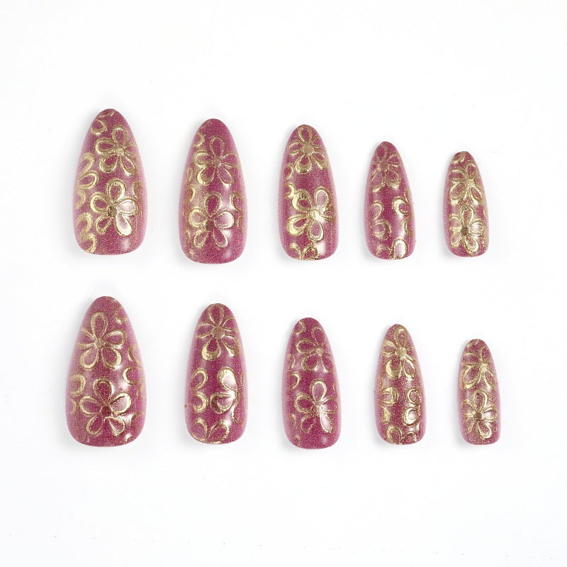 Glitzernde Kunstnägel mit floralen Mustern Brehn