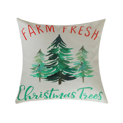 Quadratischer Weihnachts-Kissenbezug mit Rudolph-Druck und Baumwoll-Leinen-Optik Brehn
