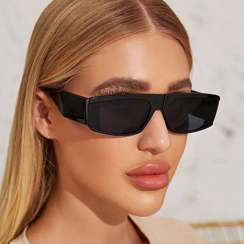 Damen modische Sonnenbrille mit futuristischem Design und transparenten Rahmen Brehn