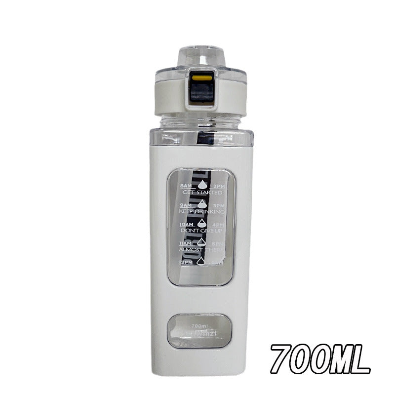 Damen Trinkflasche mit integrierter Zeitmarkierung und Strohhalm Brehn