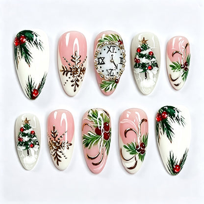 Festliches, urlaubsbezogenes Press-On-Nagelkunst-Set mit Weihnachtsmotiven Brehn