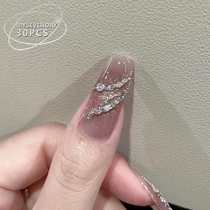 Glamouröse mit Strass besetzte spitze Press-On Nägel Brehn