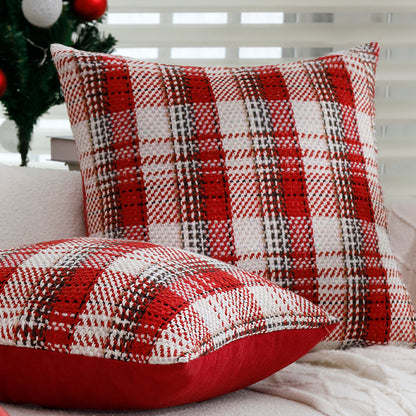 Quadratischer kariert gewebter Kissenbezug im Tweed‑Look für Sofa & Festliche Deko Brehn