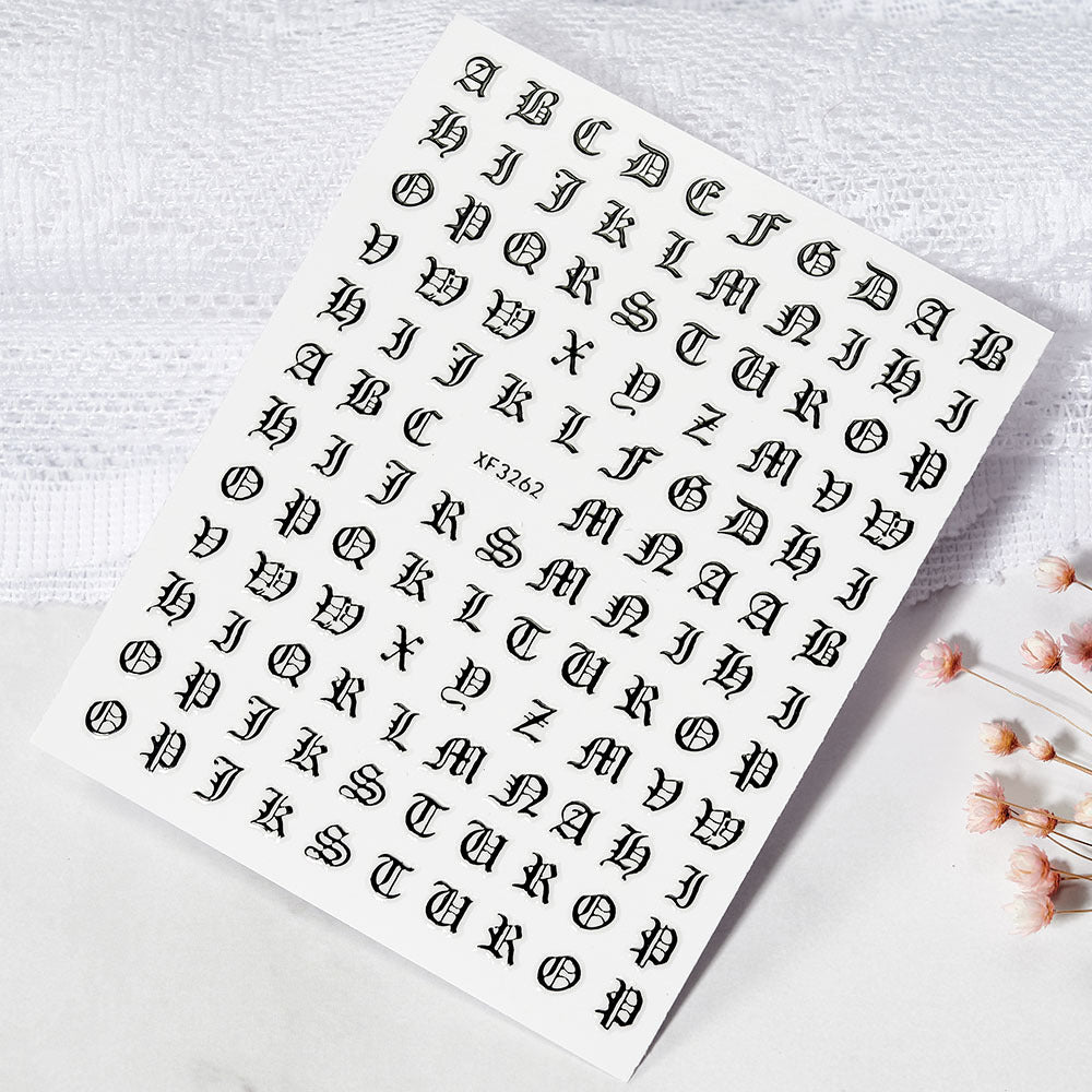 Dekorative Alphabet Nagelkunst Aufkleber