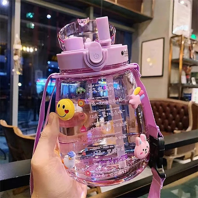 Damen große Wasserflasche mit integrierter Skala und Freisprecheinrichtung Brehn