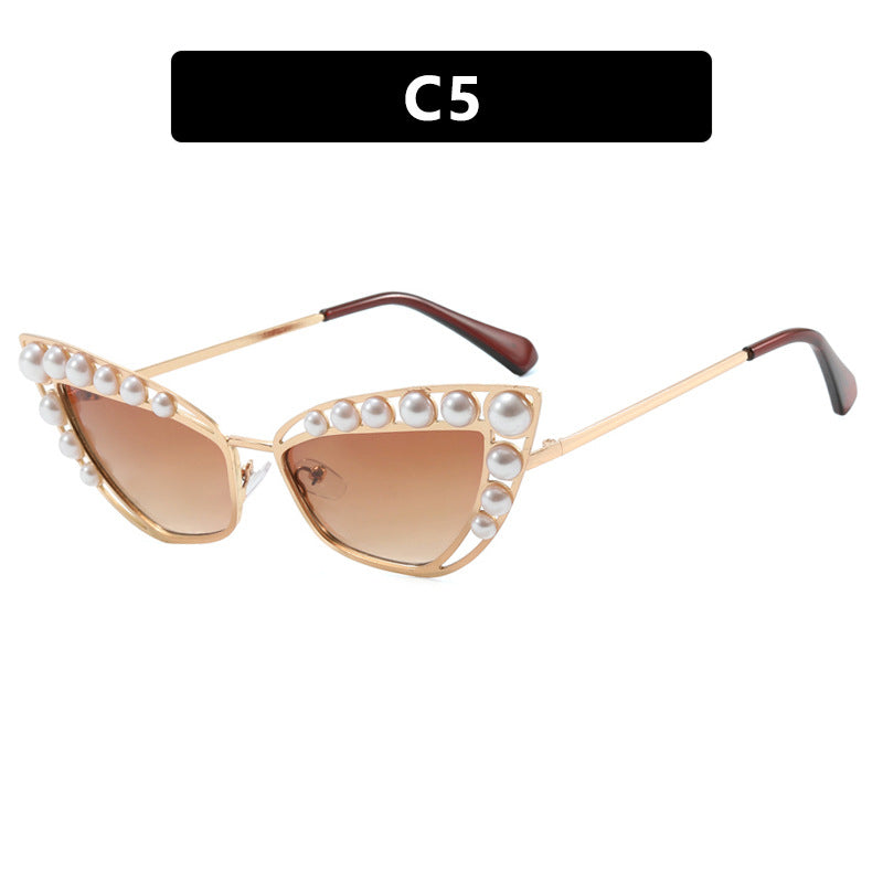 Damen Cat-Eye Sonnenbrille mit exklusivem Perlenspitzen-Rahmen Brehn