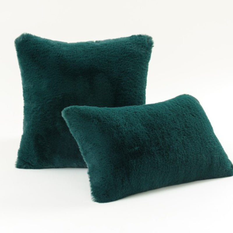 Plüsch-Faux-Fur-Quadrat- und Lendenkissen-Set mit weichem Mikrofaser-Rücken