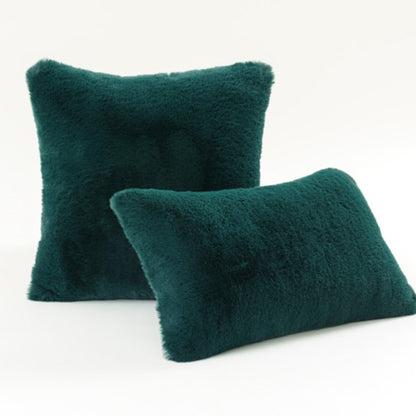 Plüsch-Faux-Fur-Quadrat- und Lendenkissen-Set mit weichem Mikrofaser-Rücken