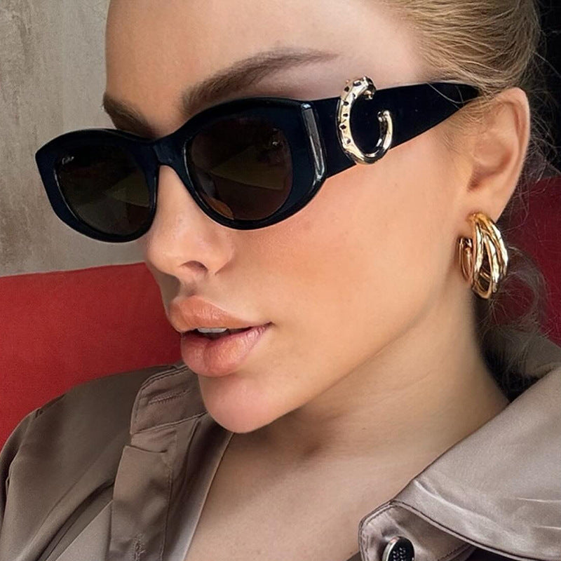 Damen elegante Cat-Eye Sonnenbrille mit goldenen Details Brehn