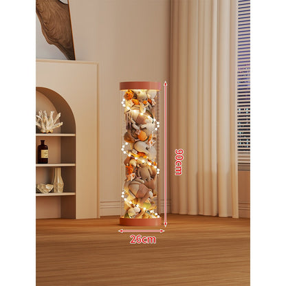 Klarer zylindrischer Geschenkdisplaybox für Plüschtiere mit LED-Lichterkette und abnehmbarem Deckel