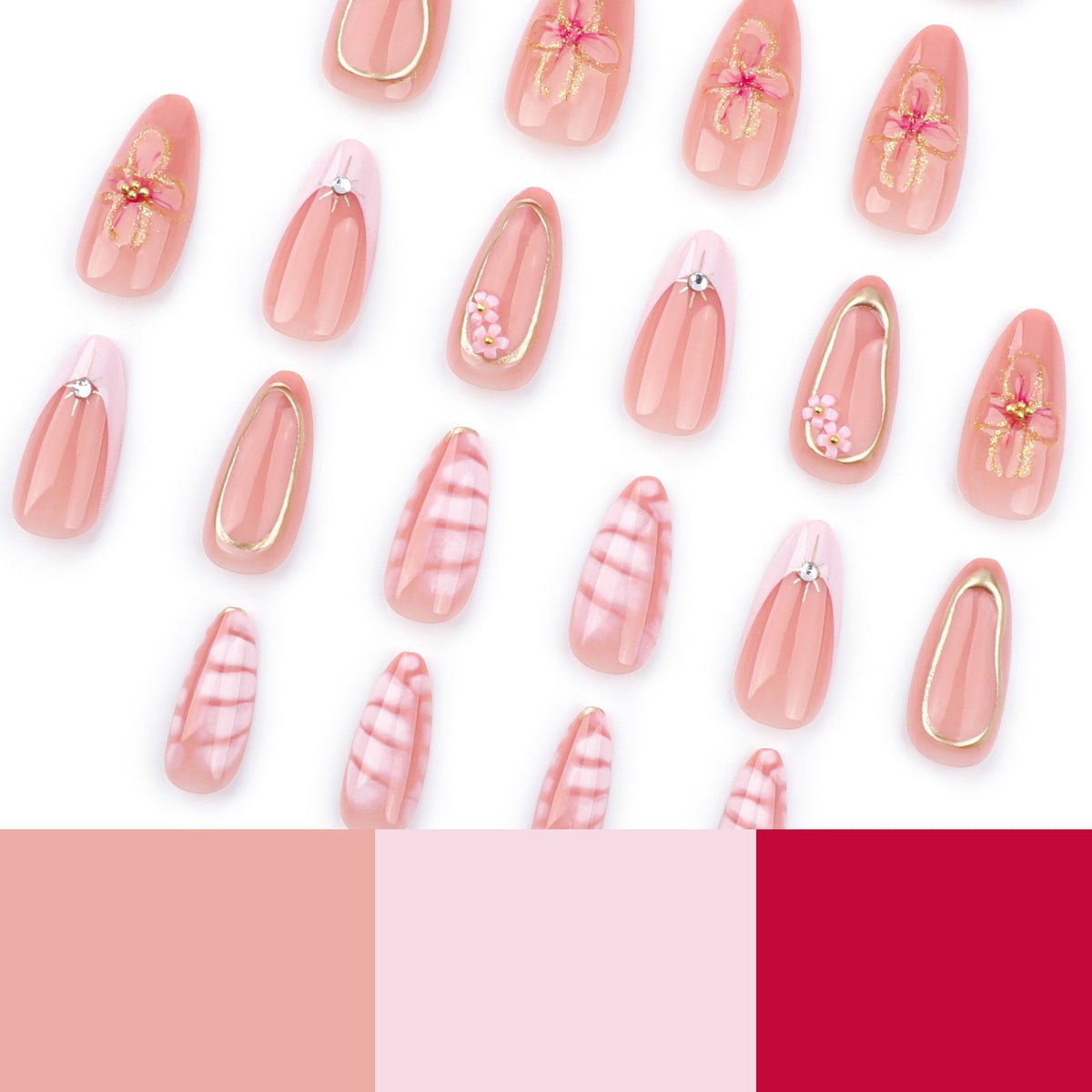 Kunstvolle Nageldesign mit Glitzer- und Blumenakzenten Brehn