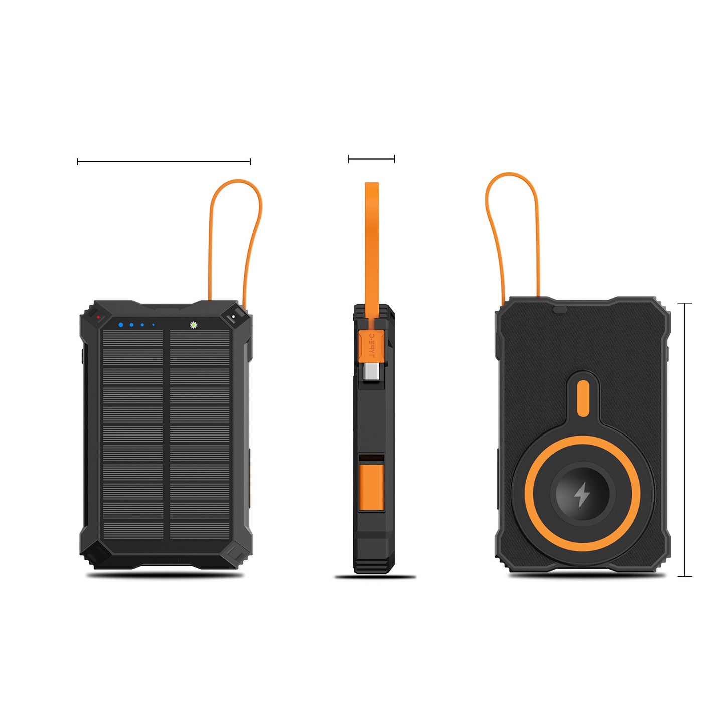Solarbetriebene Powerbank mit Kabellosem Ladegerät Brehn