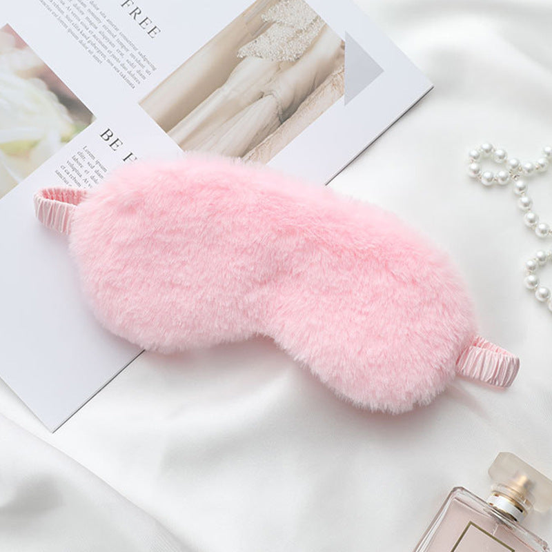 Damen nan flauschige ergonomische Augenmaske mit verstellbarem Satinband und weichem Kunstfellbezug Brehn