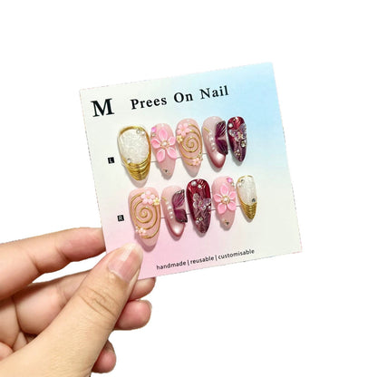 Dekoratives Press-On Nagelkunstset mit Blumendesigns