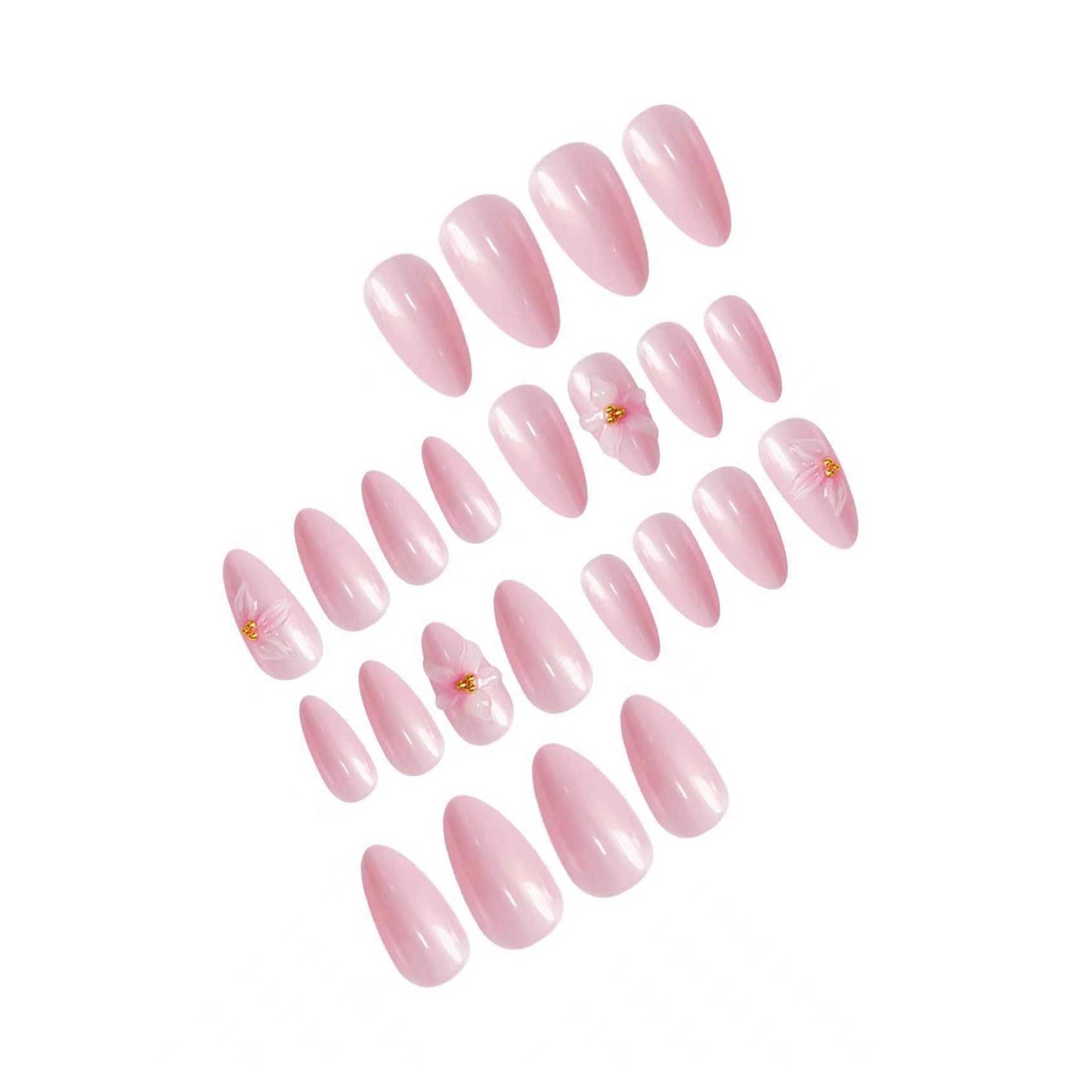 Blumenverzierte Stiletto Press-On Nagelkunst Brehn