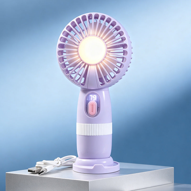 Damen Tragbarer USB-Lüfter mit LED-Beleuchtung und digitaler Anzeige Brehn