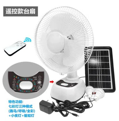 Damen Solarbetriebener elektrischer Ventilator mit Fernbedienung und integrierter LED-Beleuchtung Brehn