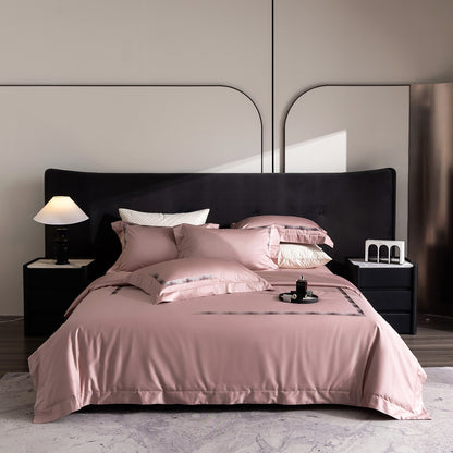 Luxus ägyptisches Baumwollsatin Bettwäsche Set mit besticktem Rand