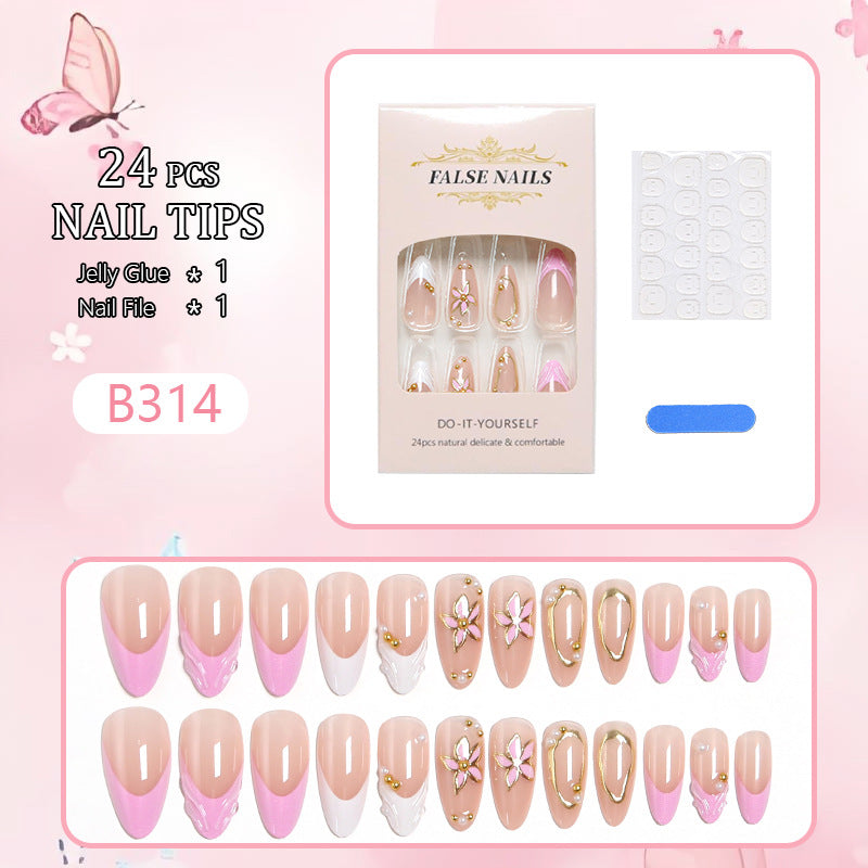 Kunstnagelset mit eleganten floralen Designs und Glamourösen 3D-Applikationen Brehn