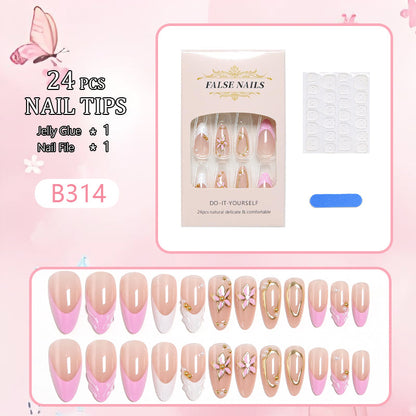 Kunstnagelset mit eleganten floralen Designs und Glamourösen 3D-Applikationen Brehn