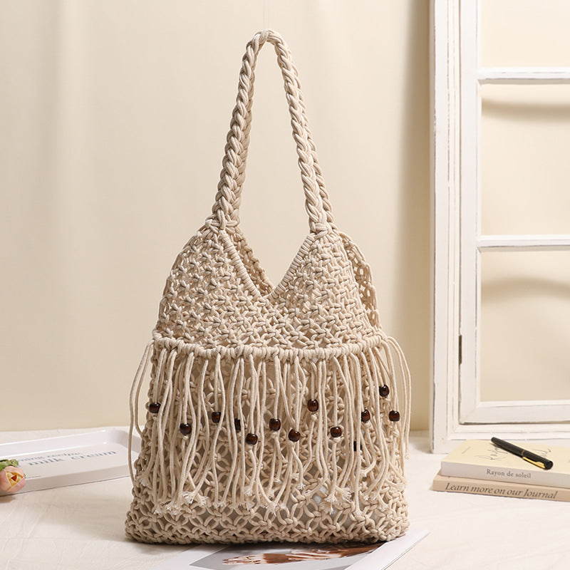 Gehäkelte Strandtasche mit Fransigen Details Brehn
