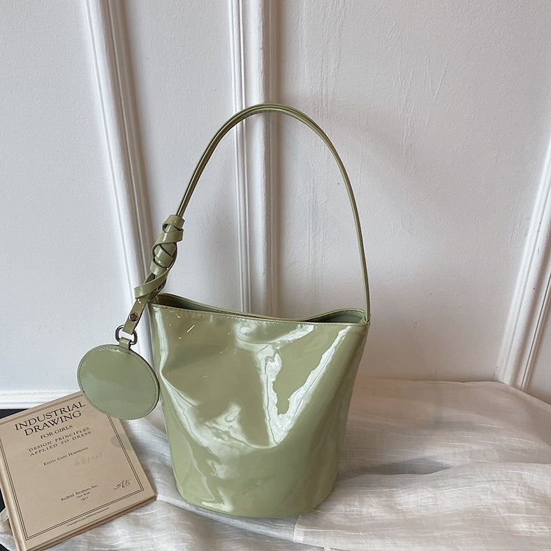 WoChic Patente Leder Eimer Tasche Brehn