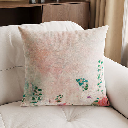 Abstract Textured Impressionist Velvet Throw Pillow Cover