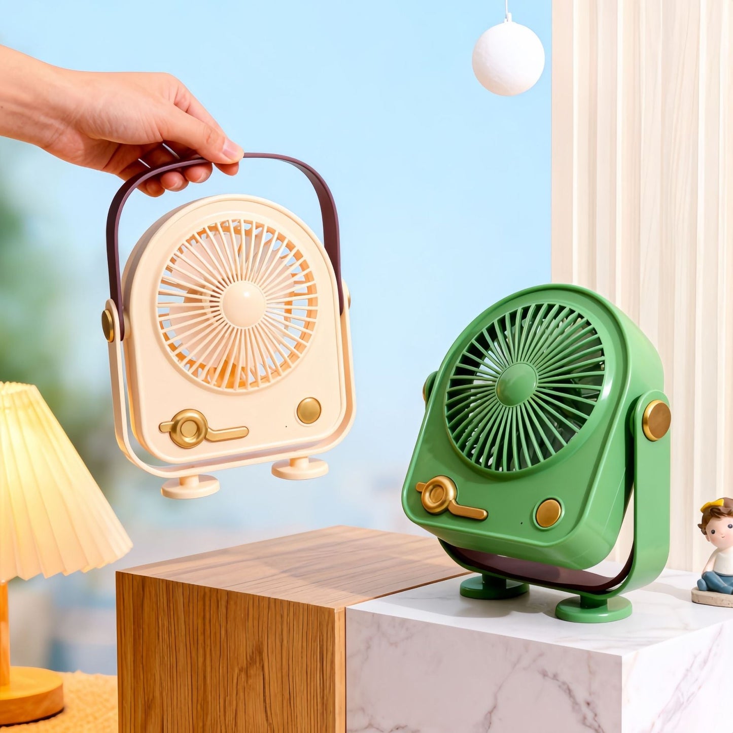 Damen tragbarer Mini Ventilator im Retro Design Brehn