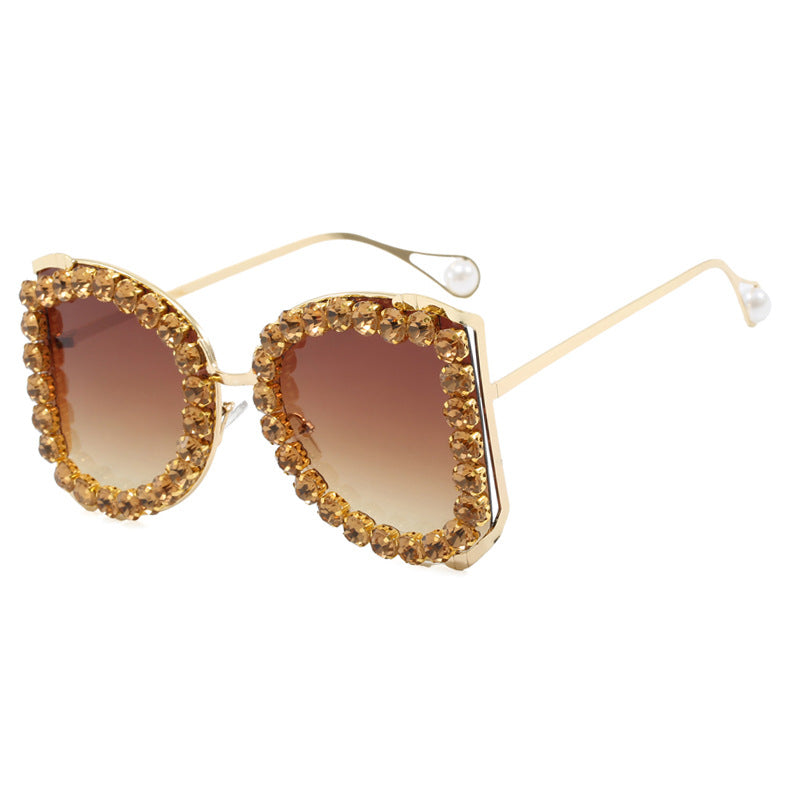 Damen extravagante Katzenaugen-Sonnenbrille mit funkelndem Strassrahmen Brehn