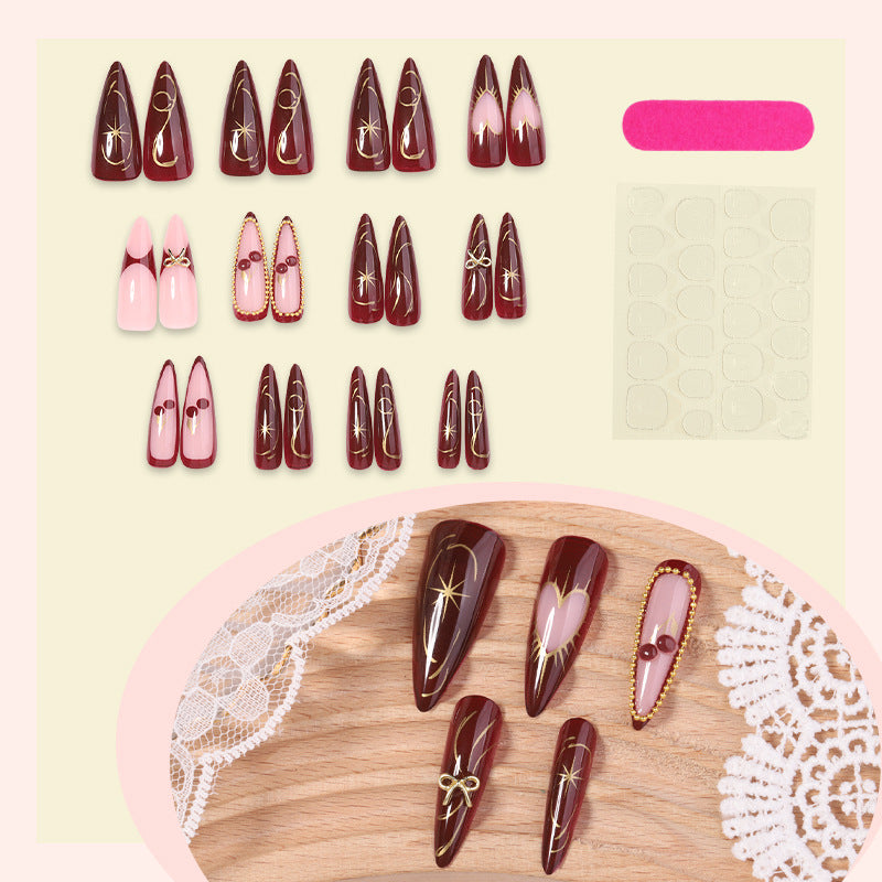 Premium Künstlerisches Stiletto Press-On Nageldesign Brehn