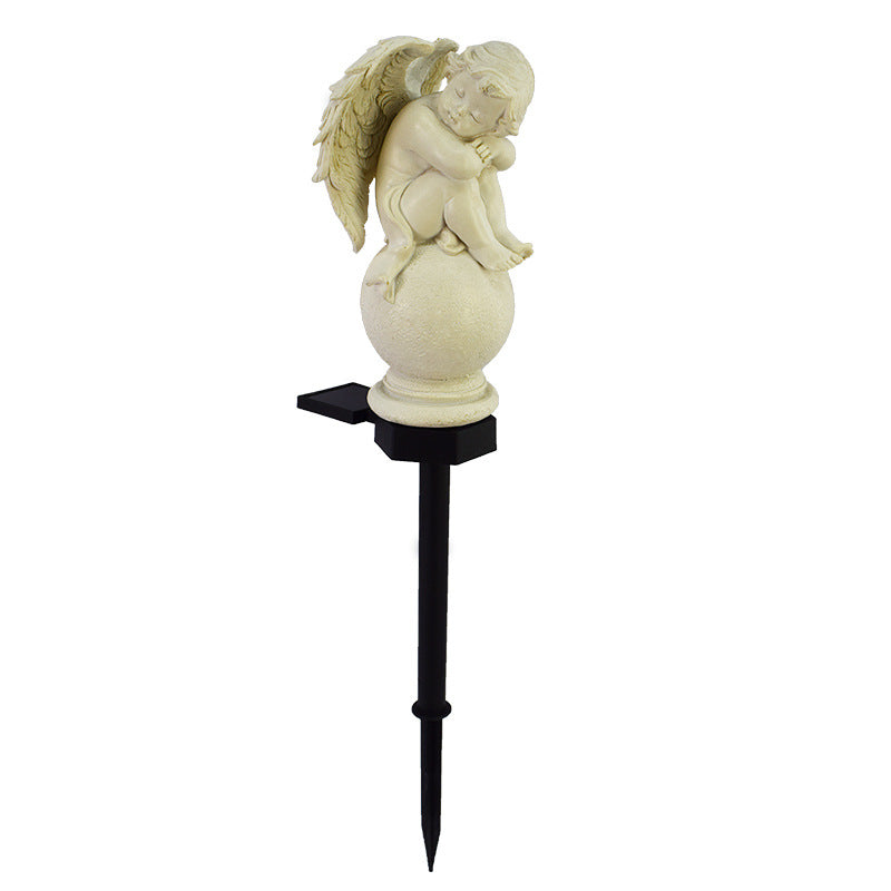 Dekorative Solar-Gartenstecker Statue Harz Mädchen Figur mit integriertem Solar-LED und wetterfestem Spike Brehn