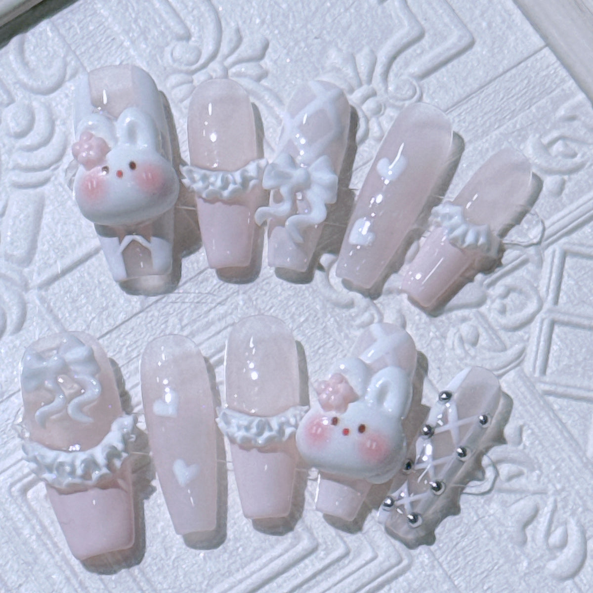 Niedliches Hasen-Thema Press-On Nagelset