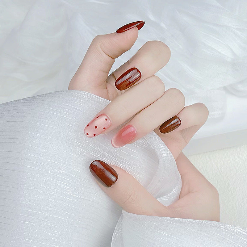 Klassisches French Tip Druck-Nagelset Brehn