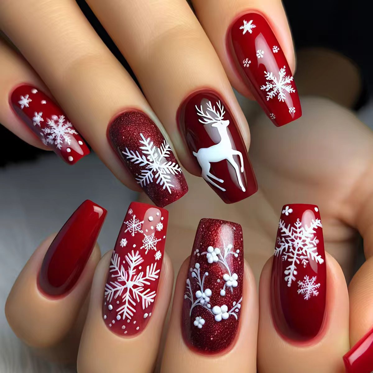 Kunstnägel mit Winterlichem Rentier-Design Brehn