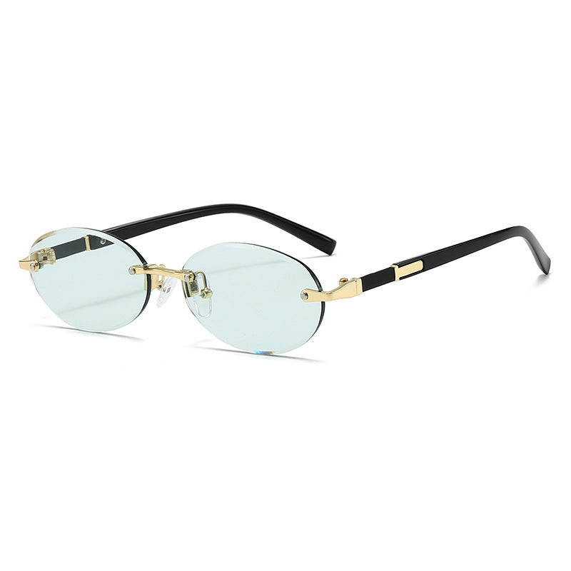 Damen modische ovale Sonnenbrille mit trendigem Metallrahmen Brehn