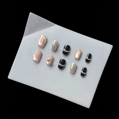 Dekorative Press-On Nagelkunst Set mit Strass-Akzenten 1791773547
