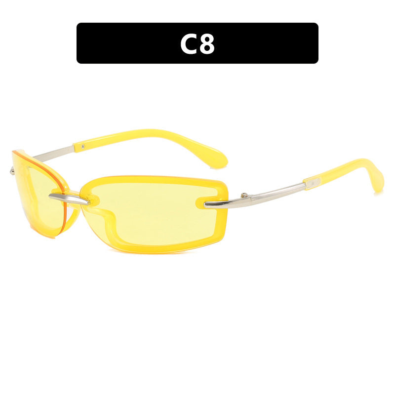 Damen modische Sonnenbrille im futuristischen Design und transparentem Rahmen Brehn
