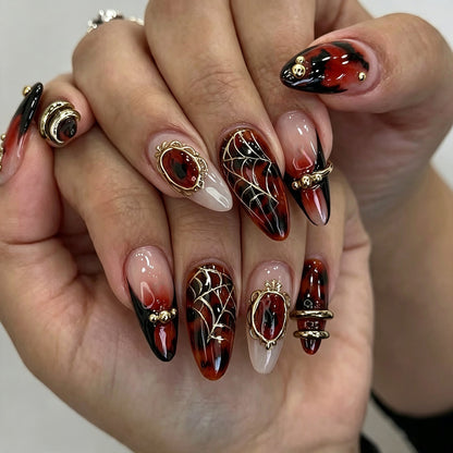 Künstlerisches gothisches Press-On-Nagelkunst-Set Brehn