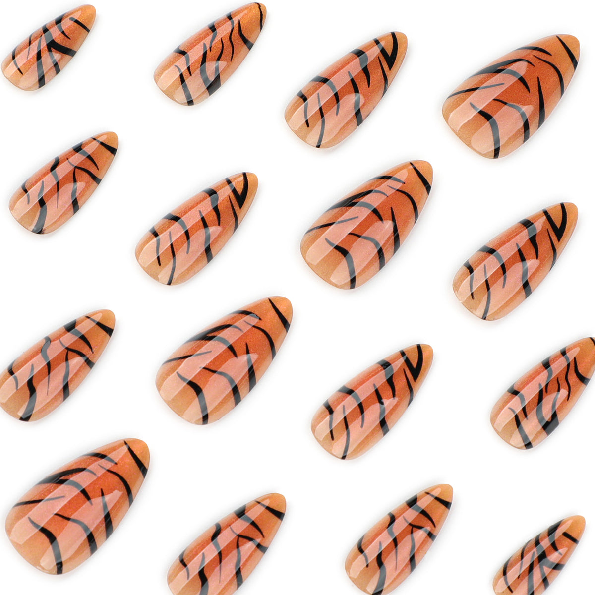 Kunstvolle Stiletto-Nägel mit kreativem Tigerstreifen-Design Brehn