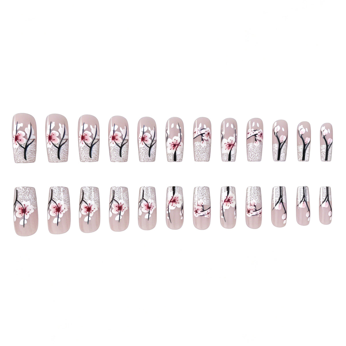 Blumiger Glitter Acryl-Nagelverzierung Brehn